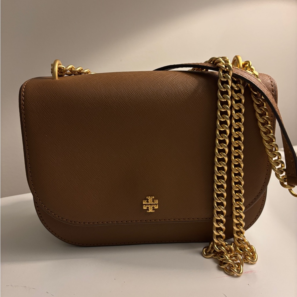 Tory Burch Tan Crossbody Bag with Gold Chain